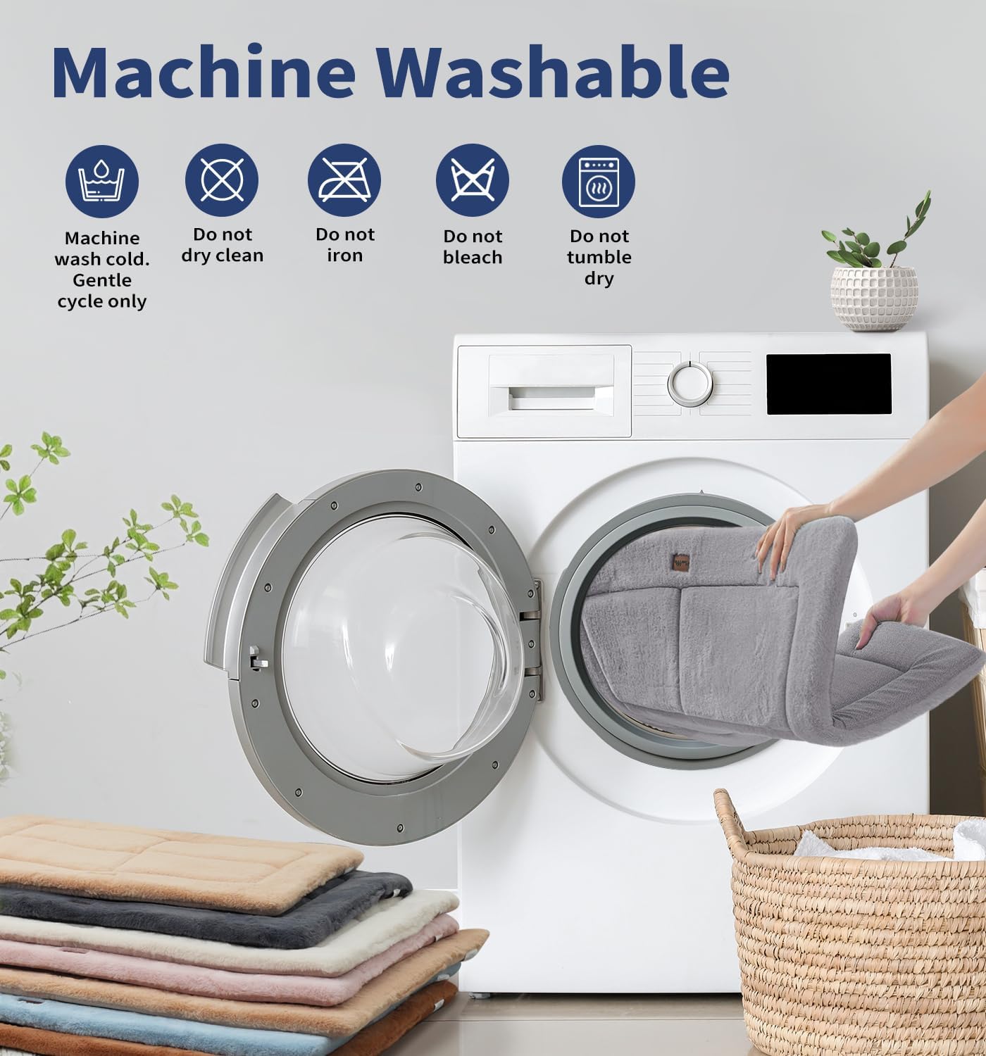 Made4Pets Dog Crate Pad Bed for Large Dogs, Washable & Reversible, Anti-Slip Kennel Mat for Cozy Sleeping, Soft Fluffy Dog Bed for Indoor & Outdoor Use, 36"x27", Gray