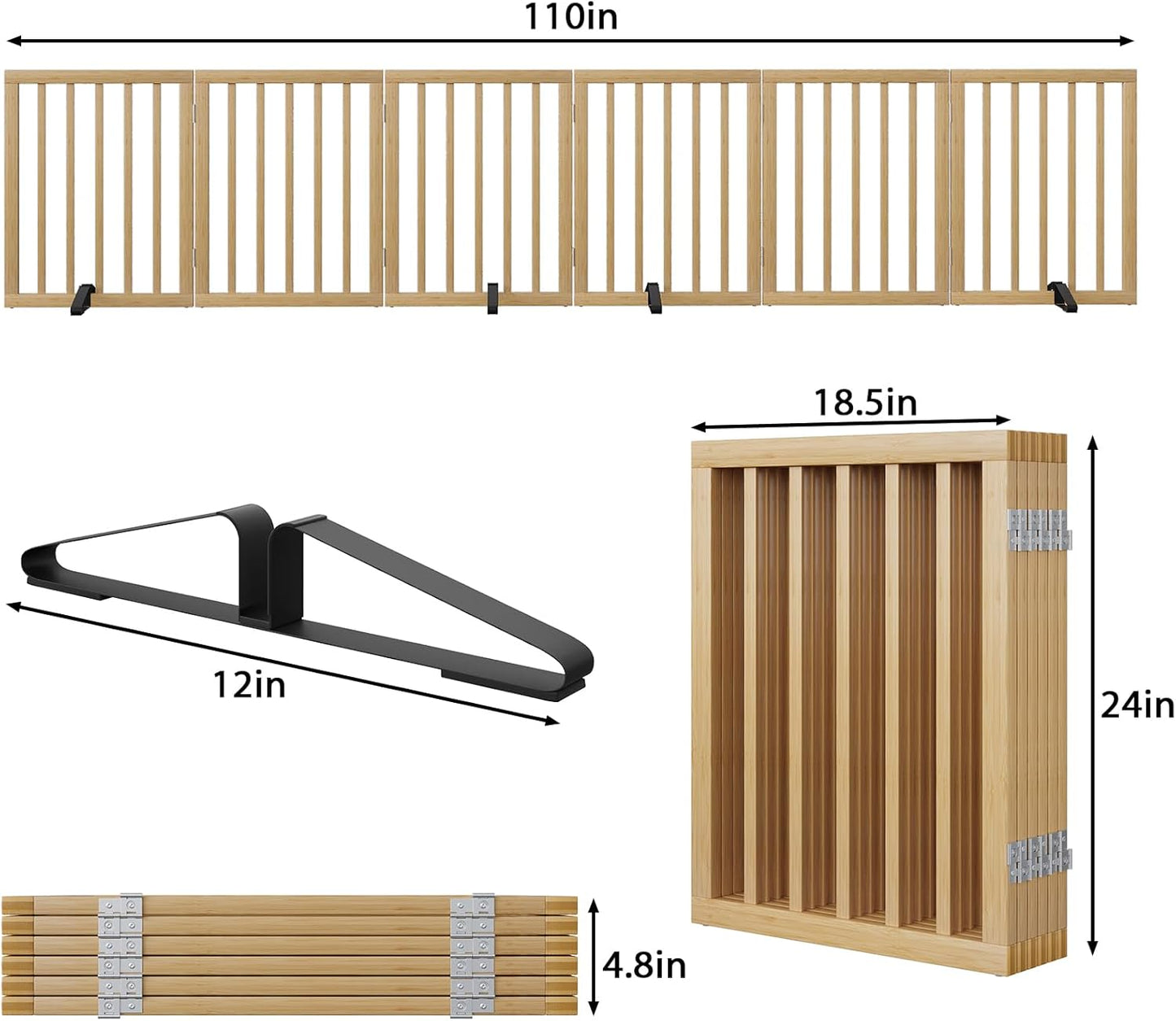 Extra Wide Dog Gates for Doorways, Bamboo Dog Gates for The House Stairs, Freestanding Pet Gates for Dogs, Doogie Puppy Fence Gate
