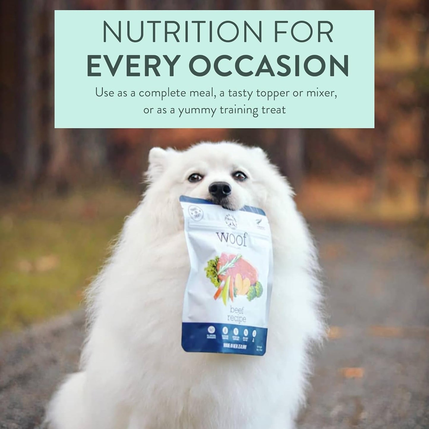 Woof - Air Dried Dog Food, Toppers for Dry Food, High Protein, Natural Dog Food, Limited Ingredient Recipe Dry, Beef, 3.5 oz