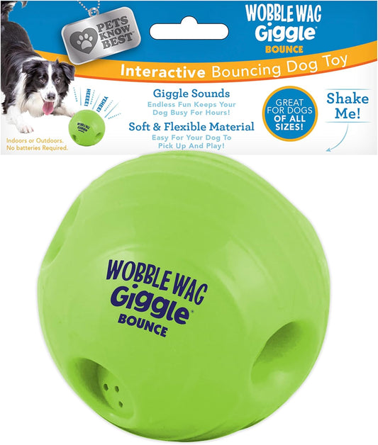 Wobble Wag Giggle Bounce Interactive Dog Toy- Sound Making Bouncing Ball for Dogs Ages Indoor & Outdoor Play, Soft & Durable with Easy Grip Design- Pets Know Best