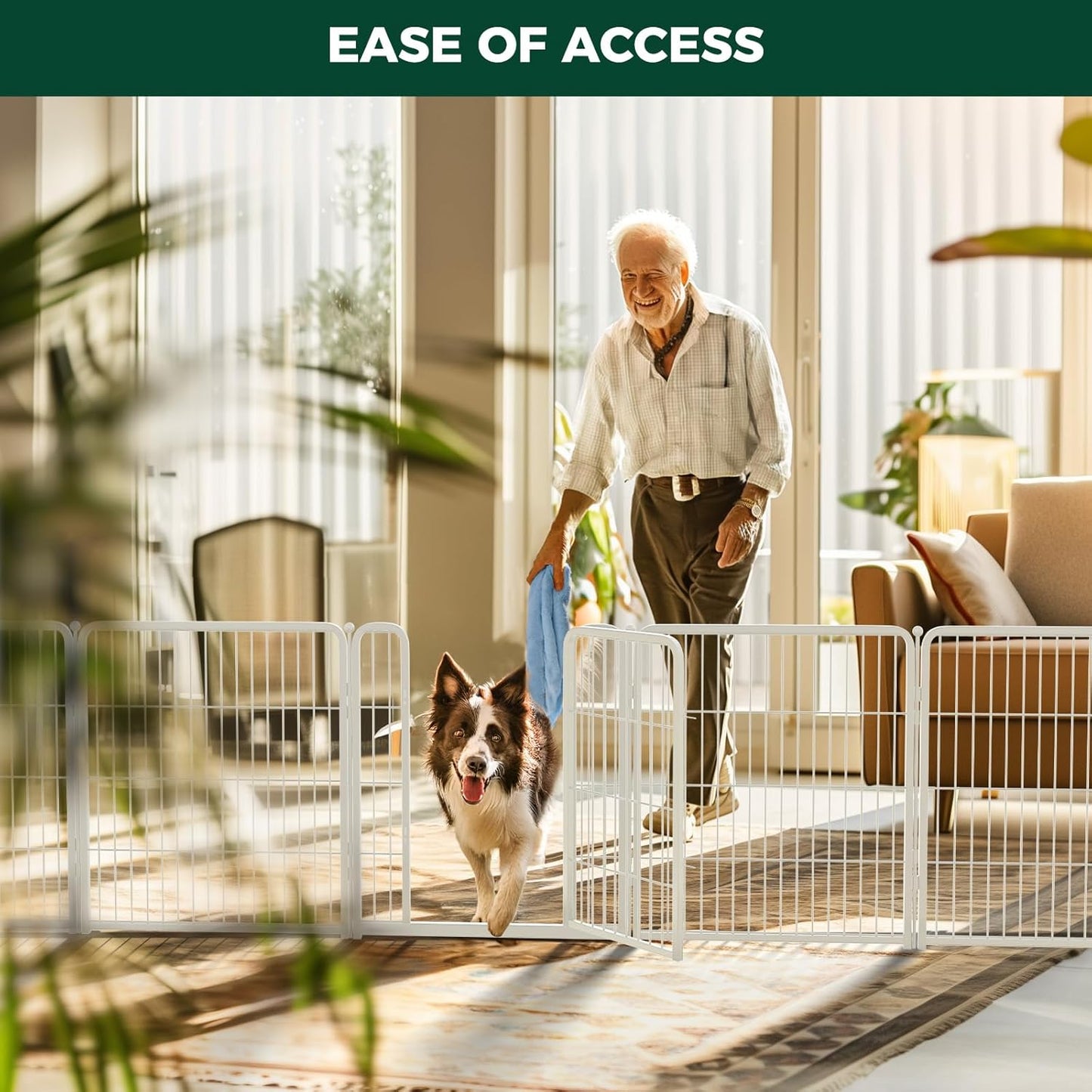 FXW Homeplus Unleashed Indoor Dog Playpen - Stress-Free and Safe Play, Heavy Duty 32 Inch 6 Wire Panels Dog Pen for Small and Medium Dogs, White│Patented