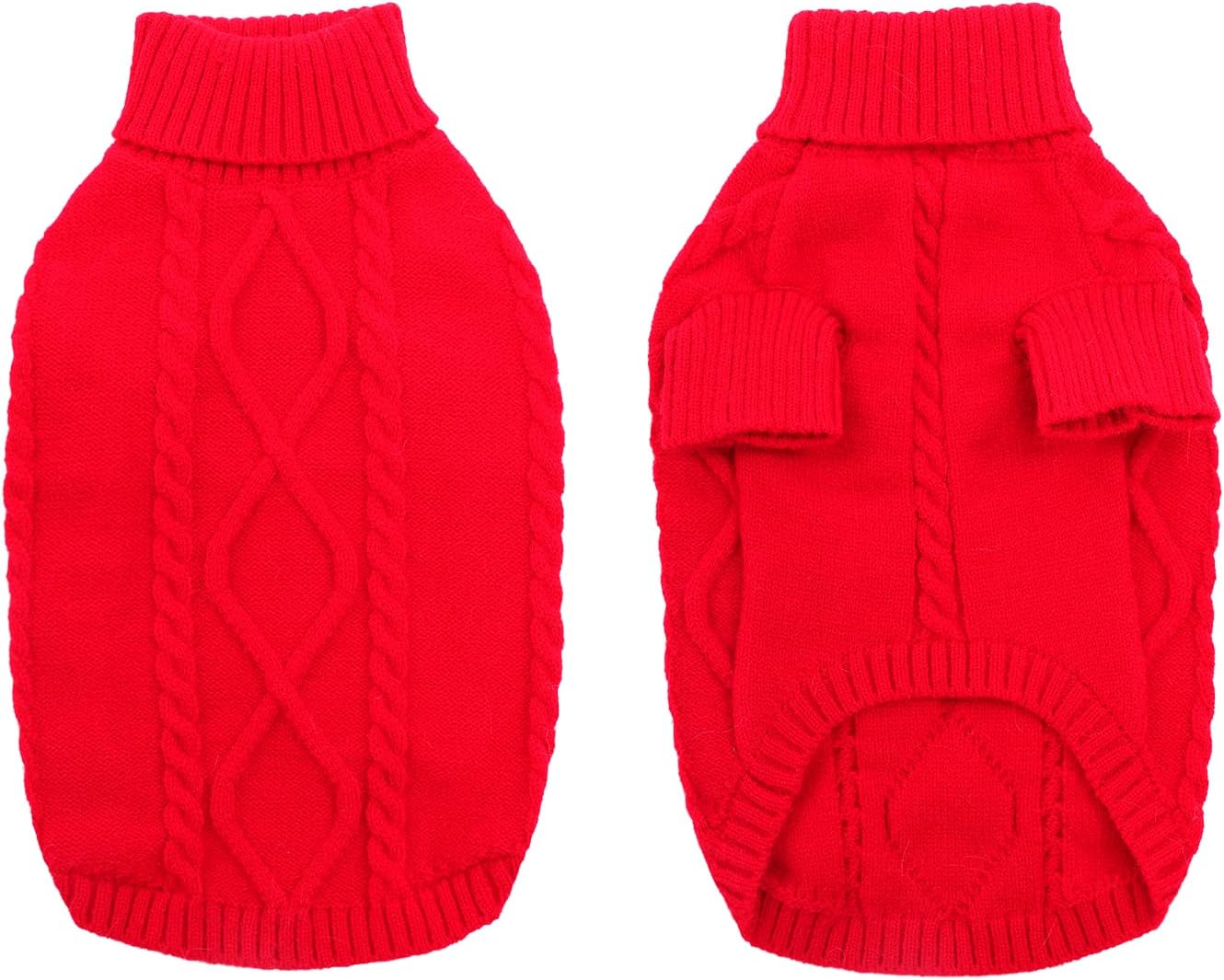 Queenmore XXL Dog Sweaters,Large Dog Sweater for Pitbull Doberman,Warm Turtleneck Knitted Big Pet Sweater for Male Femal Dogs,Extra Large Size Dogs Winter Clothes (Red,2XL)