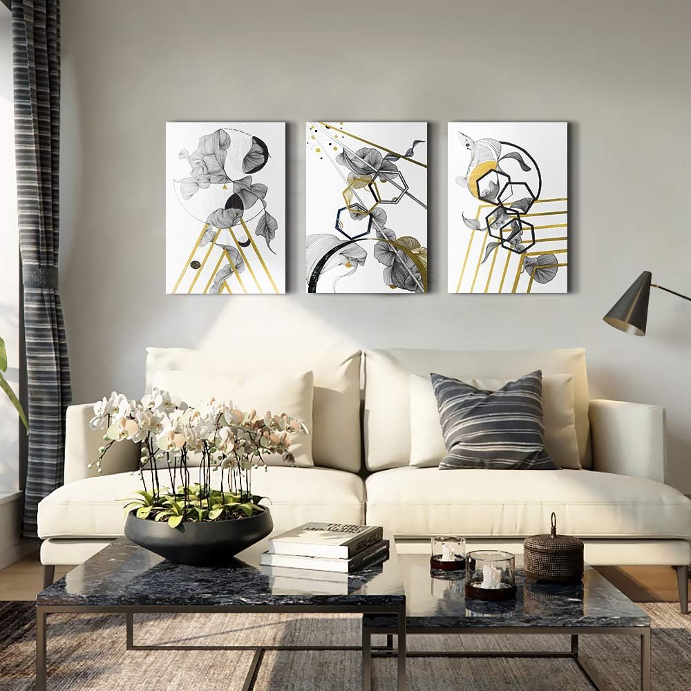modern Abstract painting Canvas Wall Art for Living Room Wall Artworks Bedroom Decoration, 3 piece Framed office kitchen bathroom Wall decor inspirational Black and white abstract posters Home Decor