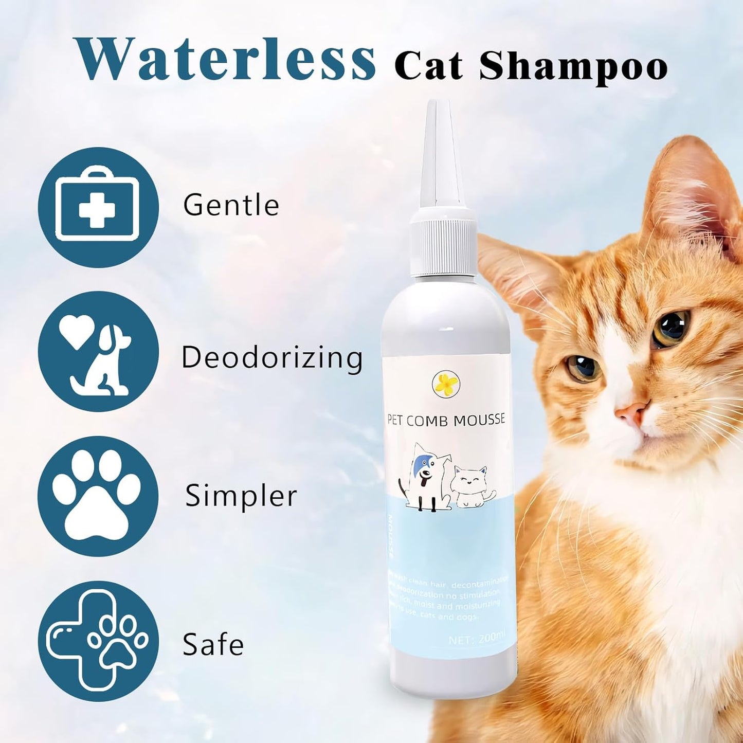 Pet Steam Brush Spray Refill for Dogs & Cats – Concentrated Waterless Shampoo, 3-in-1 Grooming Spray Comb Mist, 2*Shampoo(Steam Brush not Included)