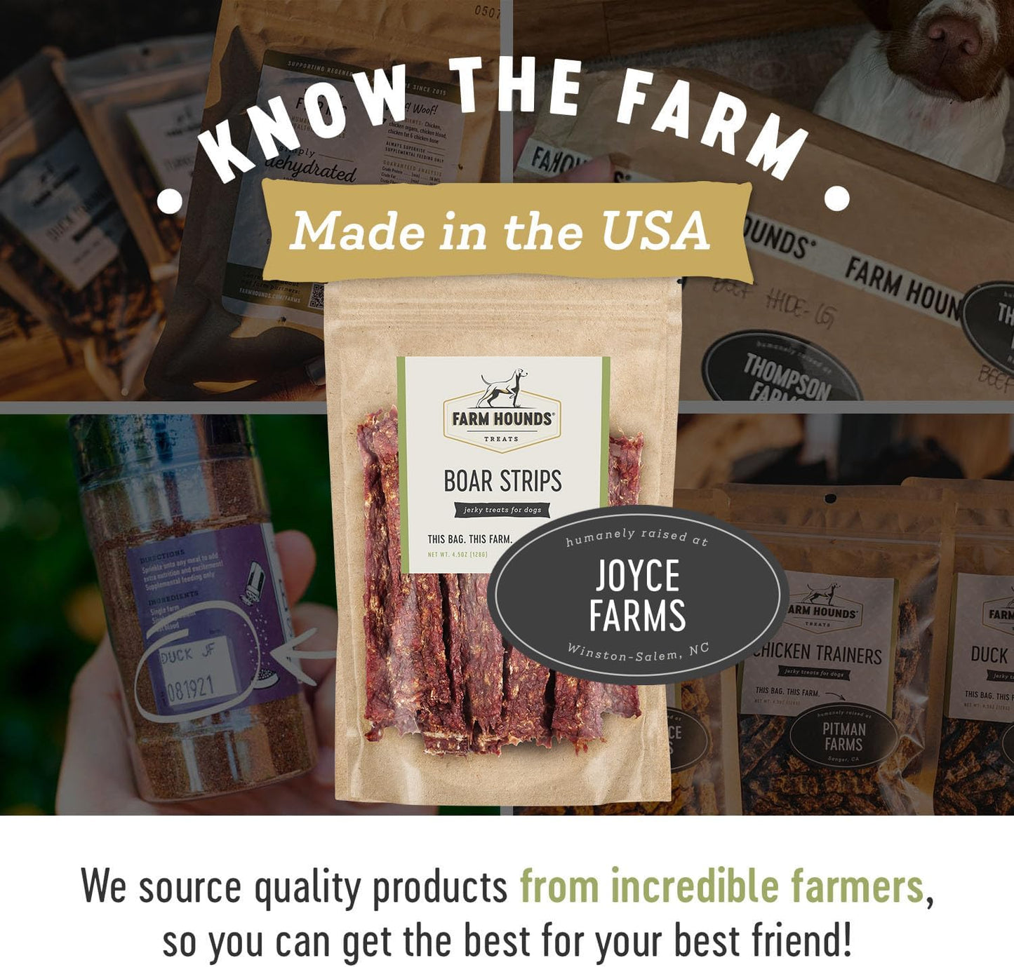 Farm Hounds - Boars Strips - Premium Natural Boar Jerky for Dogs - 100% Humanely Raised Boar- Break-to-Size - Great for Training & Treats - No Added Fillers - Made in USA - 1 Pack