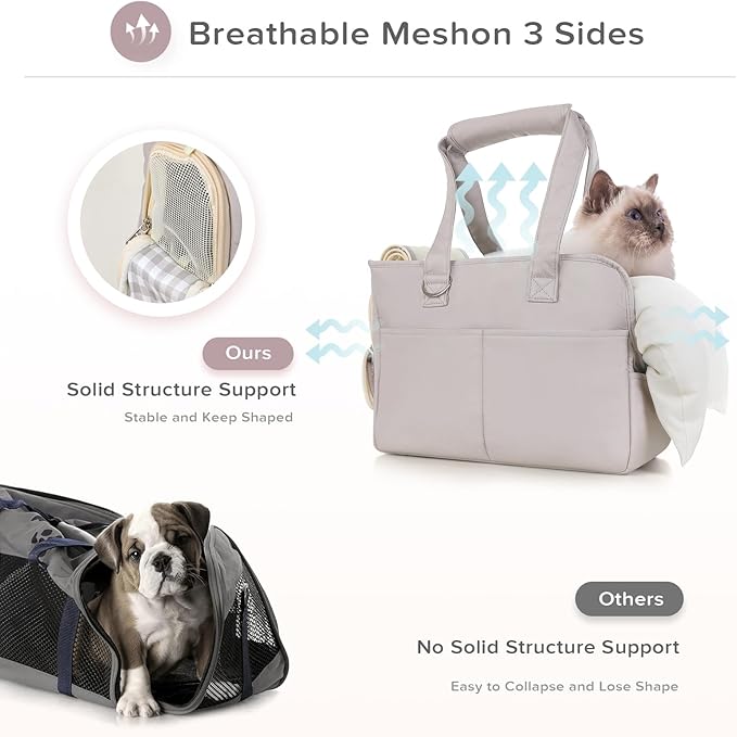 Dog Carriers for Small Dogs, Soft Sided Folding Small Dog Carrier for Dogs Medium Cats Puppies up to 13 Lbs, Washable Breathable Puppy Carrie Carrier for Outdoor Travel (Small Gray)
