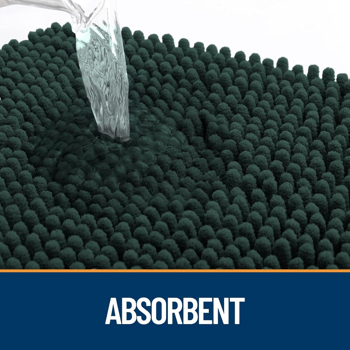 OLANLY Dog Door Mat for Muddy Paws 70x32, Absorbs Moisture and Dirt, Absorbent Non-Slip Washable Doormat, Quick Dry Chenille Mud Mat, Entry Indoor Entryway Carpet for Inside Floor, Blackish Green