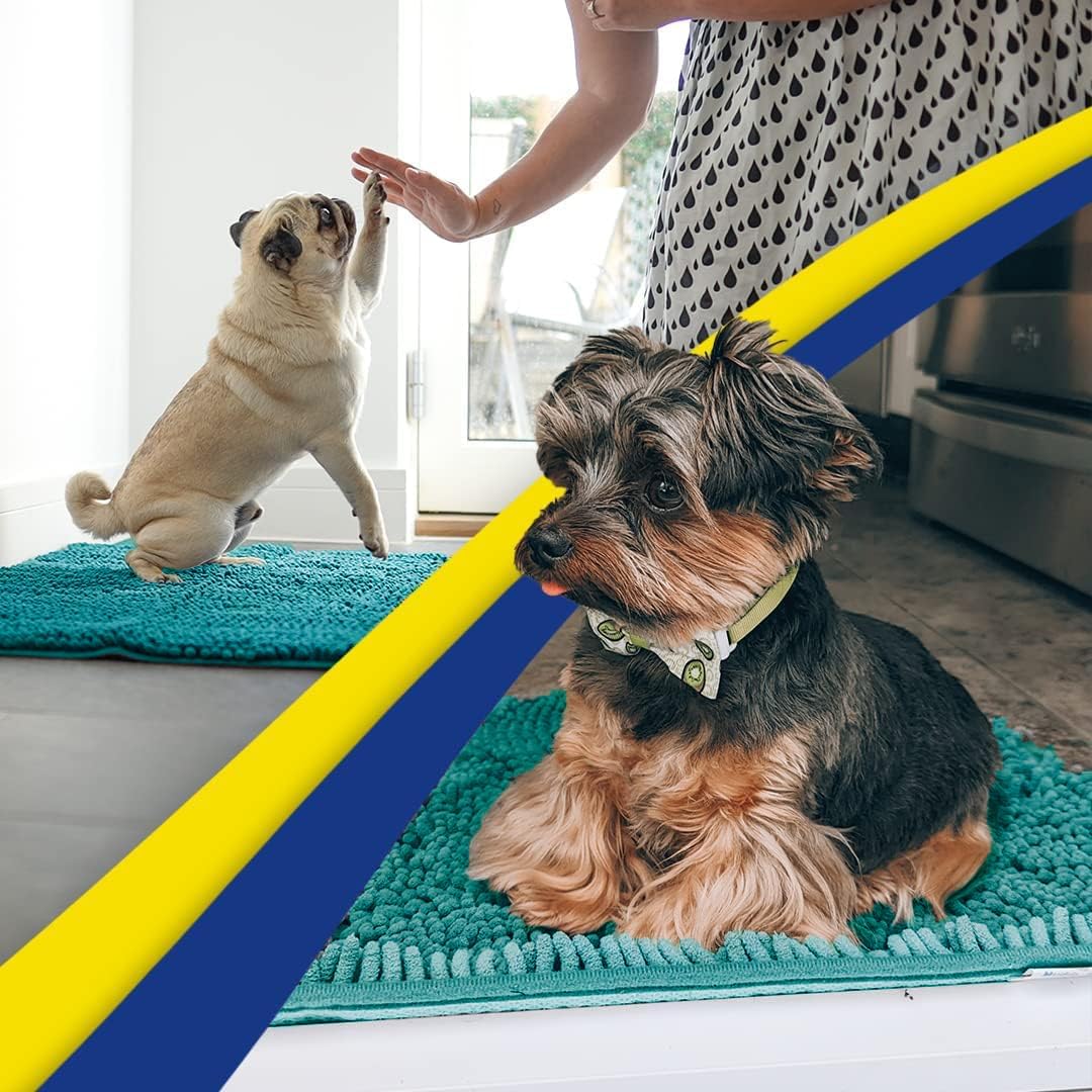 Muddy Mat® Shown on TV – Super Absorbent Door Mat Indoor, Microfiber Quick Dry Chenille Entryway Rug, Non-Slip Front Door Mat, Indoor Mats for Entryway, Machine Washable Pet Rug, Teal 24"x36"