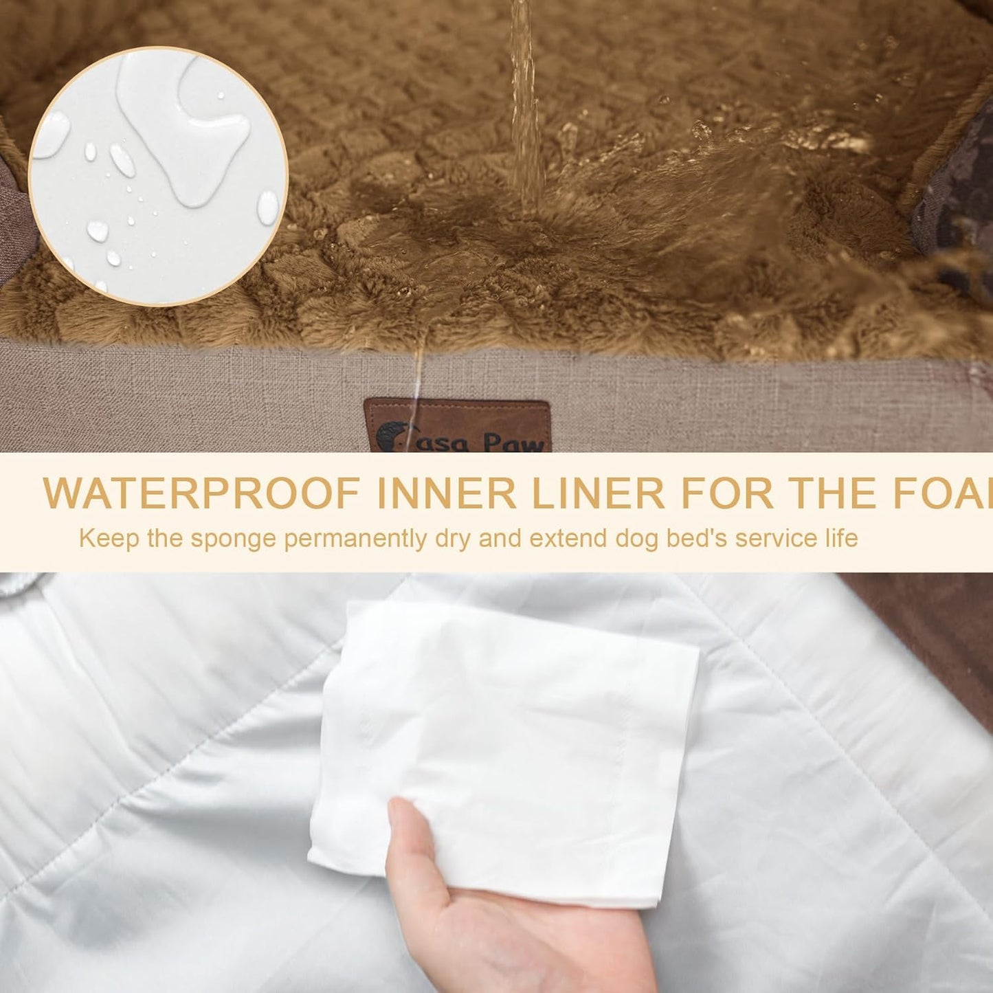 Orthopedic XXL Dog Bed for Extra Large Dogs, Waterproof Memory Foam Dogs Beds with Sides, Egg-Crate Foam and Non-Slip Bottom Big Dog Couch Bed with Washable Removable Cover(XX-Large,Brown)