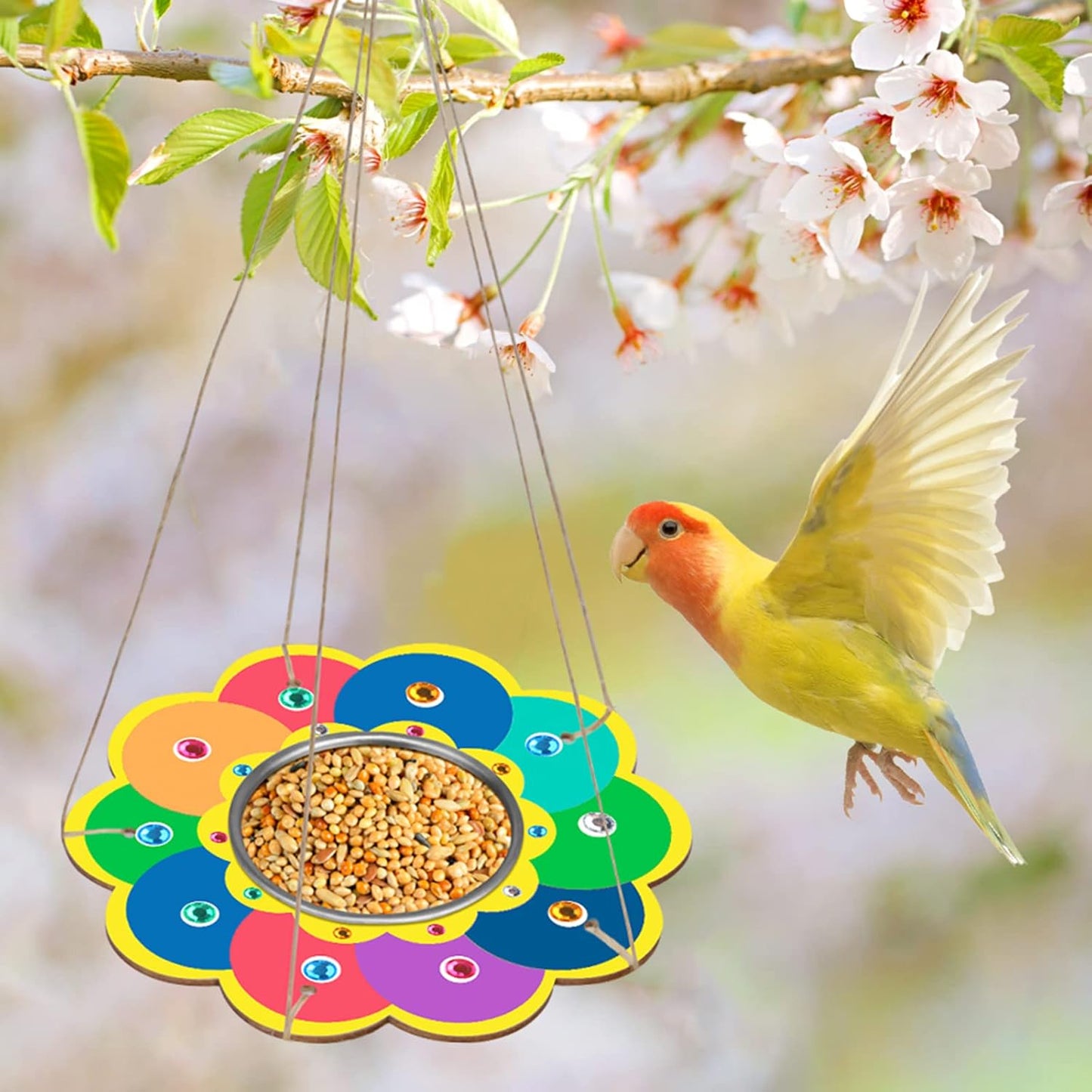 Fennoral 4 Pack Bird Feeder Kits for Kids Make Your Own Bird Feeders Wooden Art and Craft for Girls Boys Ornaments DIY to Paint Bird Feeders Craft for Spring Garden Outdoor Summer Activities Project