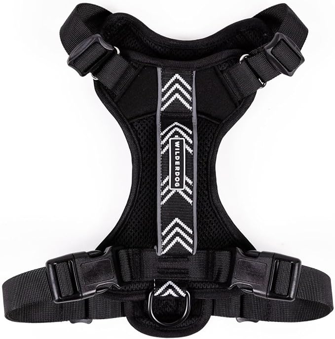 Wilderdog Lightweight Dog Harness with Reflective Straps - Large - Black