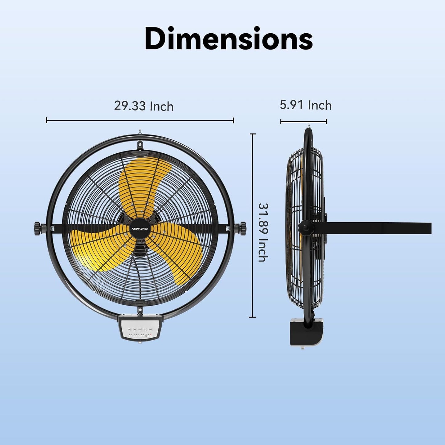 20 Inch 5200 CFM Wall Metal Fan Pro Series Remote Control, High Velocity Wall Mount Fans for Commercial, Residential, Warehouse, Covered Patio, Shop, Garage, Barn 3 Speed UL Safety Listed