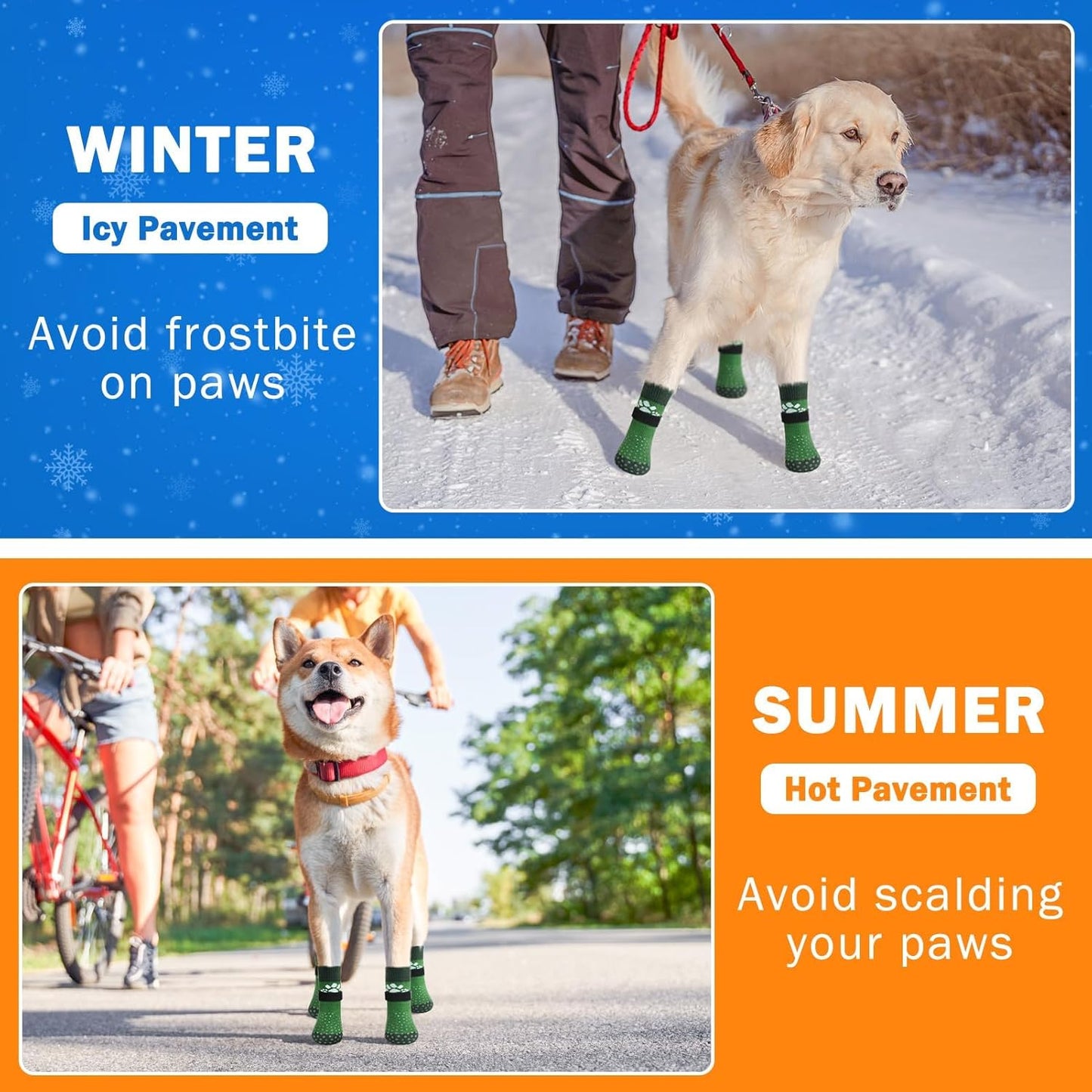 SCENEREAL Anti Slip Dog Sock to Prevent Licking Paws for Hardwood Floors, Boots & Paw Protector Shoes for Hot/Cold Pavement with Grippers, Double Sides Grips for Small Medium Large Senior Dogs, S