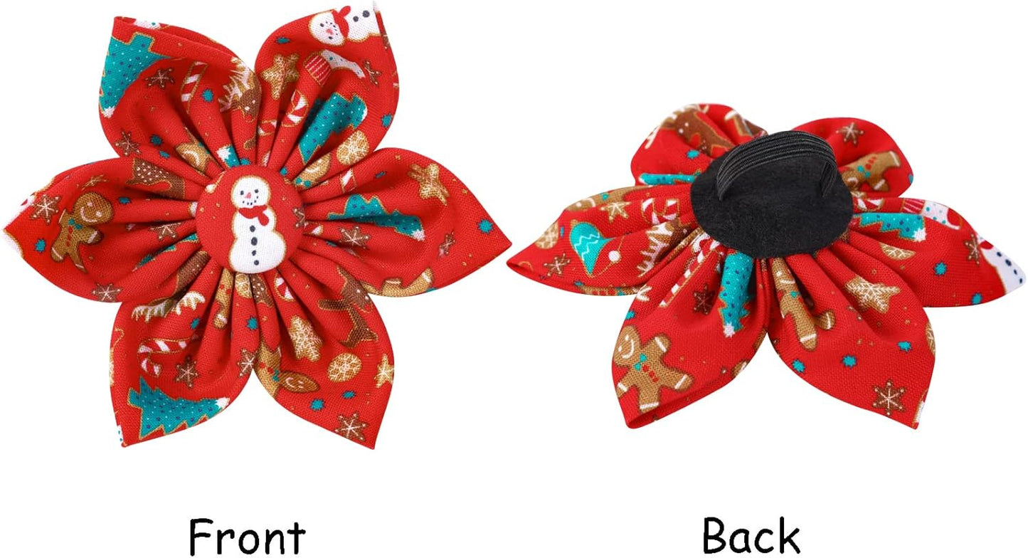 Lionet Paws Christmas Dog Collar with Flower, Dog Flower Collar with Metal Buckle for Dogs and Cats, Adjustable Comfortable Dog Collar Girl Gift, XS, Neck 8-12 in