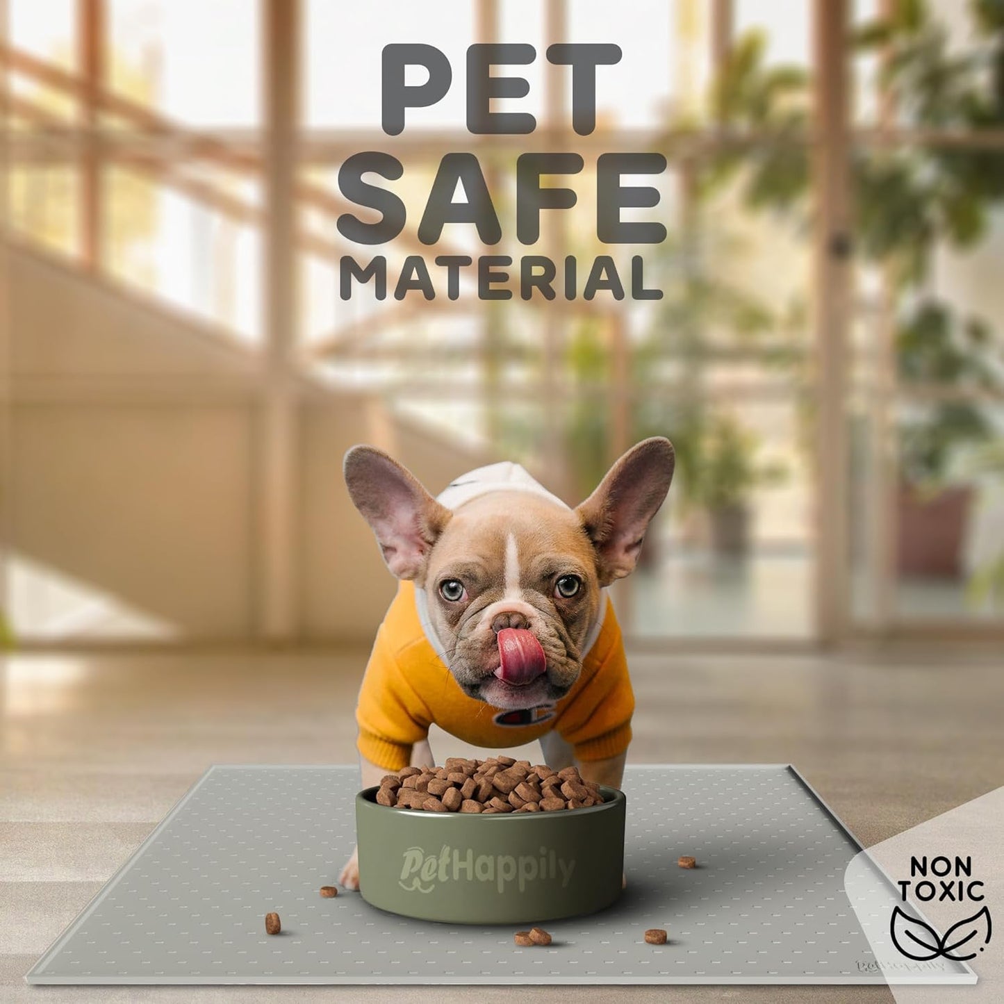 Dog Food Mat - Raised Edges Dogs Mat for Food and Water Prevent Spill, Waterproof Cat Food Mats Protect Floors, Easy Clean Dog Bowl Mats for Food and Water, Silicone Pet Feeding Placemats