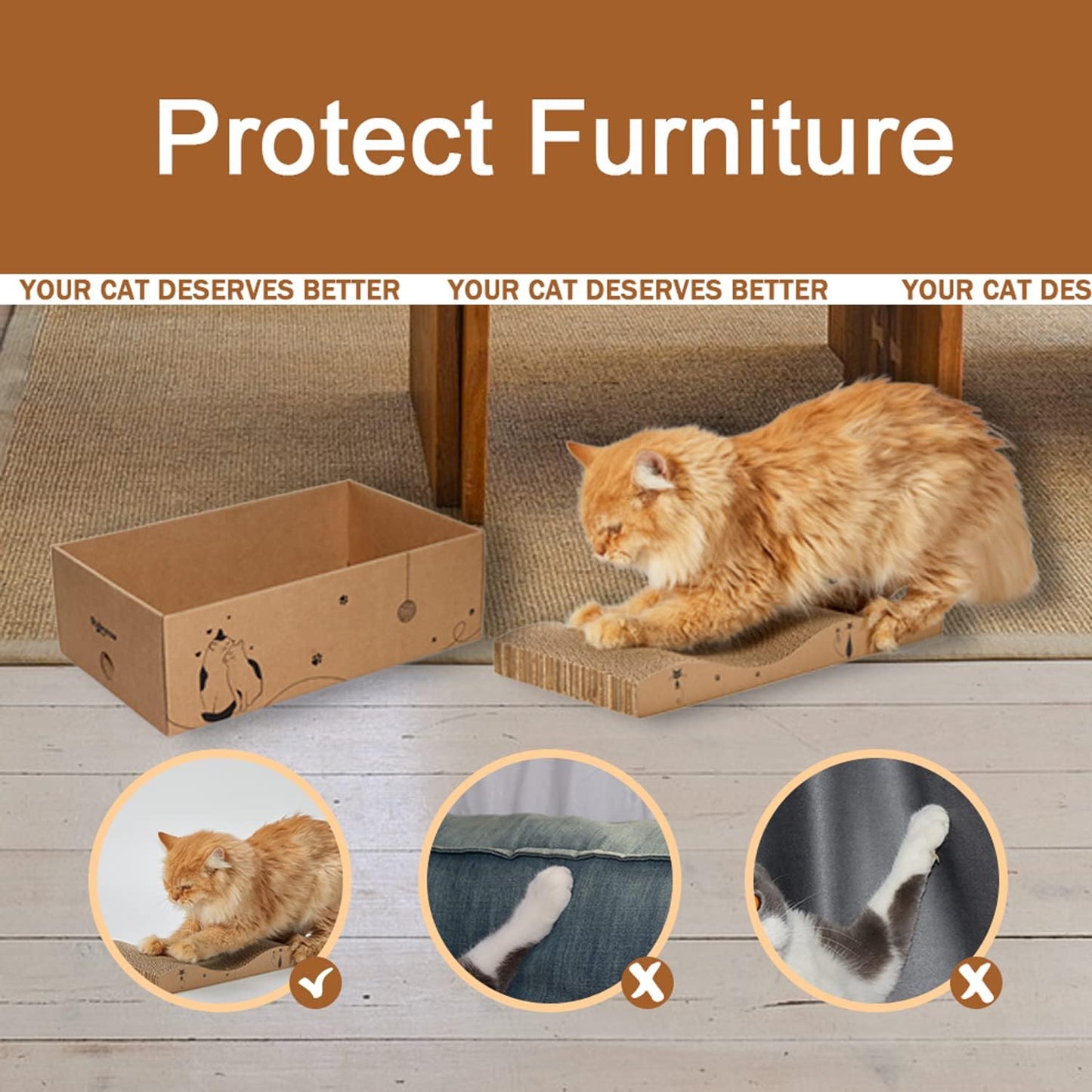 Cat Scratcher Cardboard Scratch Pad Box for Indoor Cats,5pcs Scratching Board Bed Reversible Durable,with Catnip
