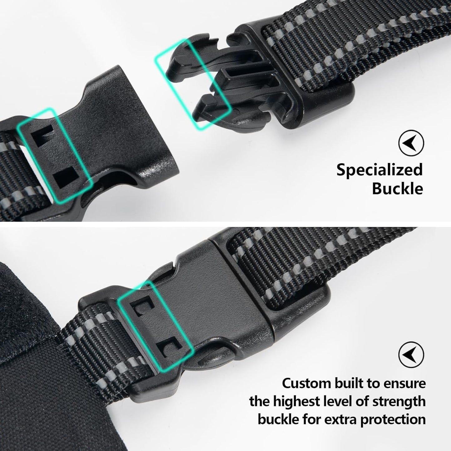 PHOEPET 2019 Upgraded No Pull Dog Harness, Reflective Adjustable Vest, with a Training Handle + 2 Metal Leash Hooks+ 3 Snap Buckles +4 Slide Buckles(XS, Pink)