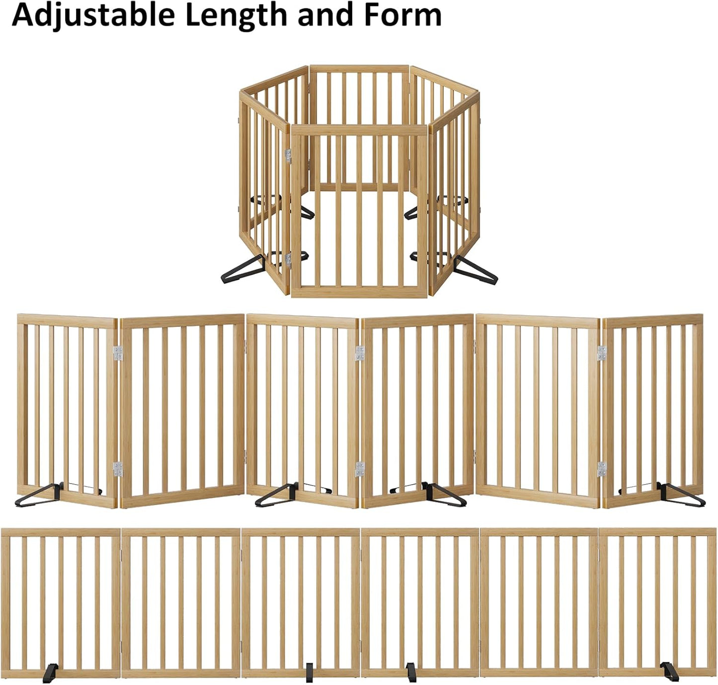 Extra Wide Dog Gates for Doorways, Bamboo Dog Gates for The House Stairs, Freestanding Pet Gates for Dogs, Doogie Puppy Fence Gate
