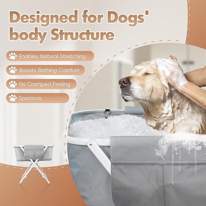 Portable Dog Bathtub, Elevatable Dog Washing Station for Bathing Shower and Grooming, Collapsible Dog Bath Tub for Small/Medium/Large Dogs, Cats & Other Pet (Medium Dogs Bathtub)