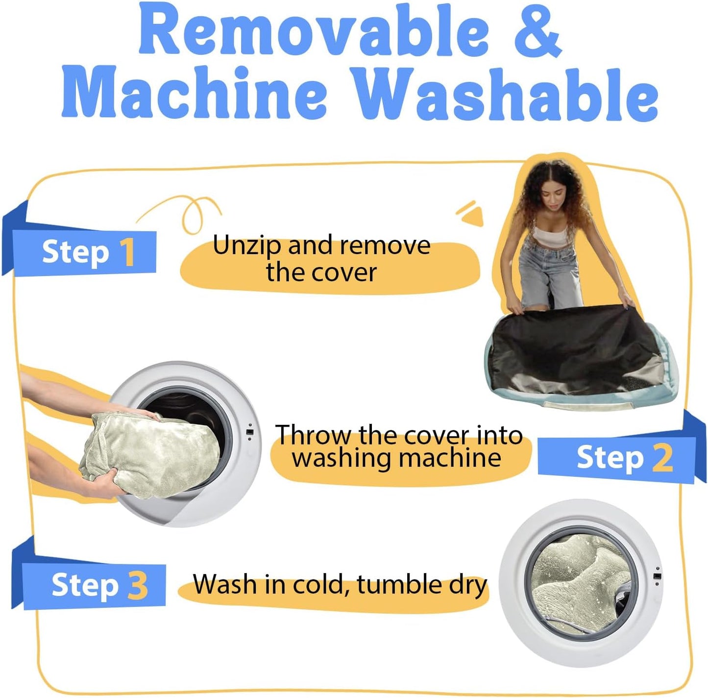 Washable Orthopedic Large Dog Bed - Removable Orthopedic Dog Bed XL with Bolster Extra Large Dogs Beds with Washable Cover Non-Slip Bottom