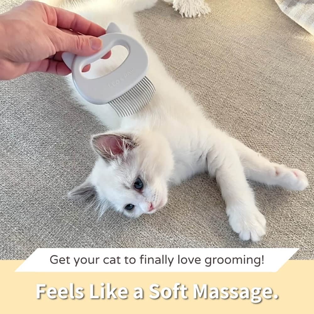 Leo's Paw The Original Pet Hair Removal Massaging Shell Comb Soft Deshedding Brush Grooming and Shedding Matted Fur Remover Dematting tool for Long and Short Hair Cat Dog Puppy Bunny (White)