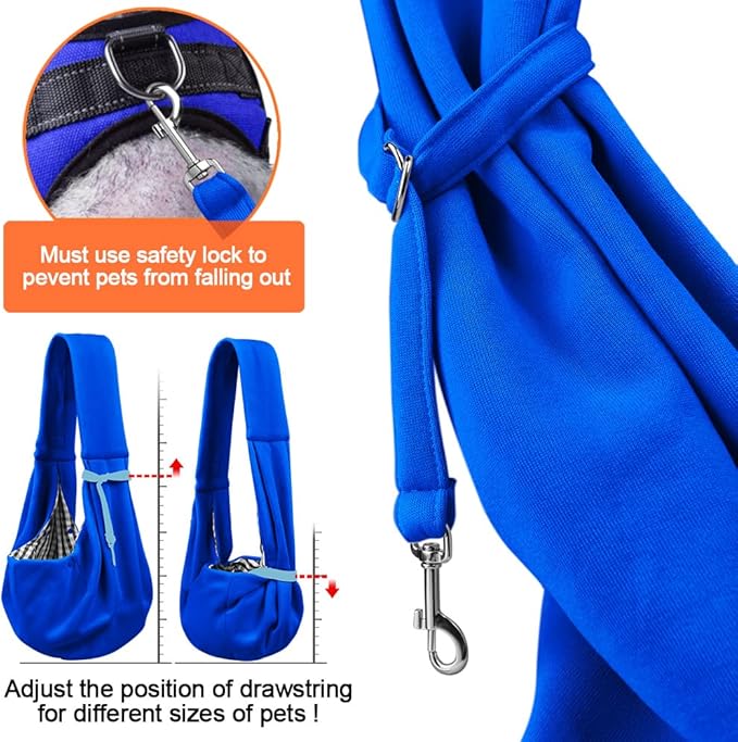 Tomkas Small Dog Sling Carrier - Classic Pocket & Classic Strap - for 3-10 lbs Pets(Royal Blue)