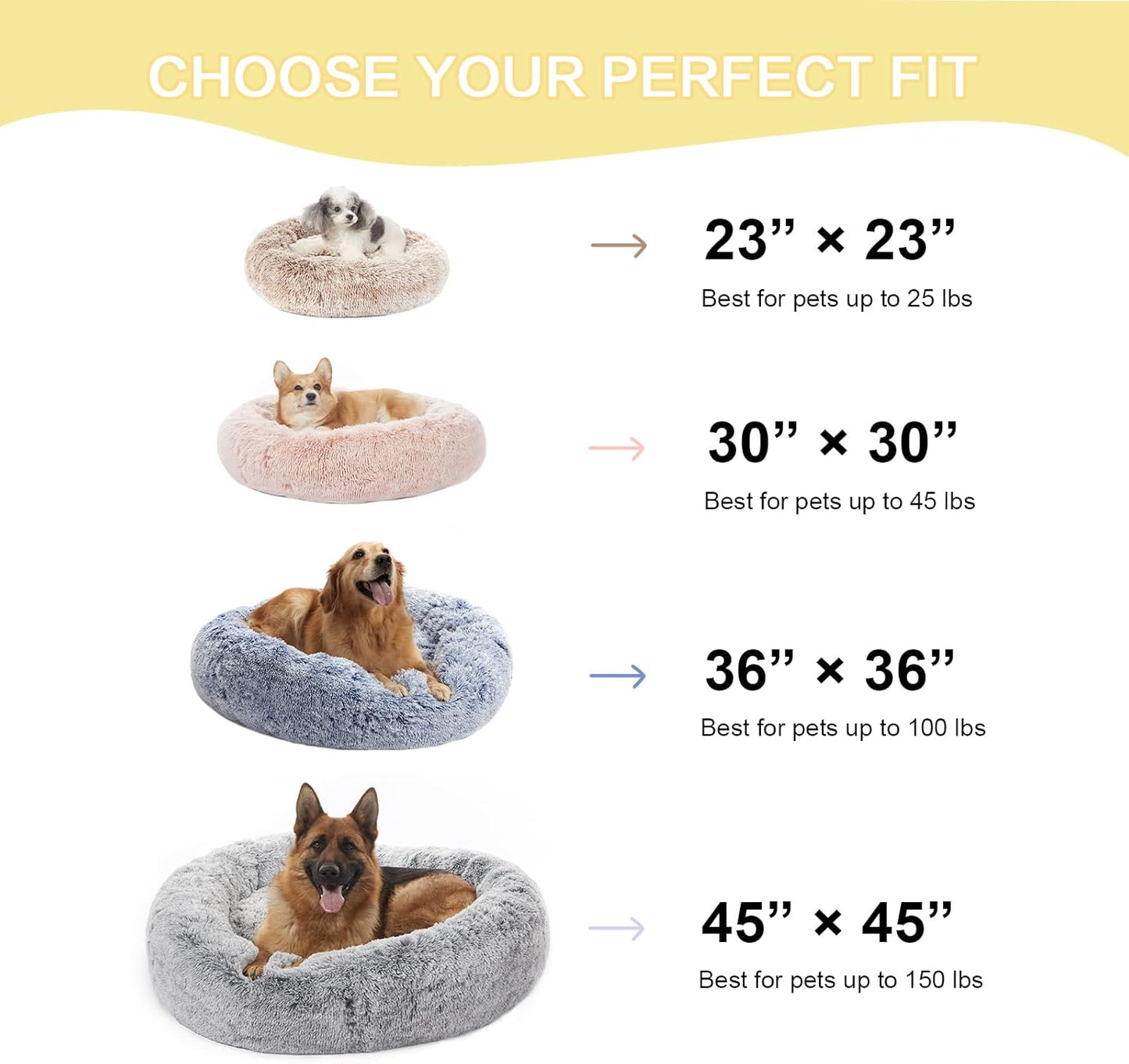 Bedfolks Calming Donut Dog Bed, 30 Inches Round Fluffy Dog Beds for Medium Dogs, Anti-Anxiety Plush Dog Bed, Machine Washable Pet Bed (Light Blue, Medium)