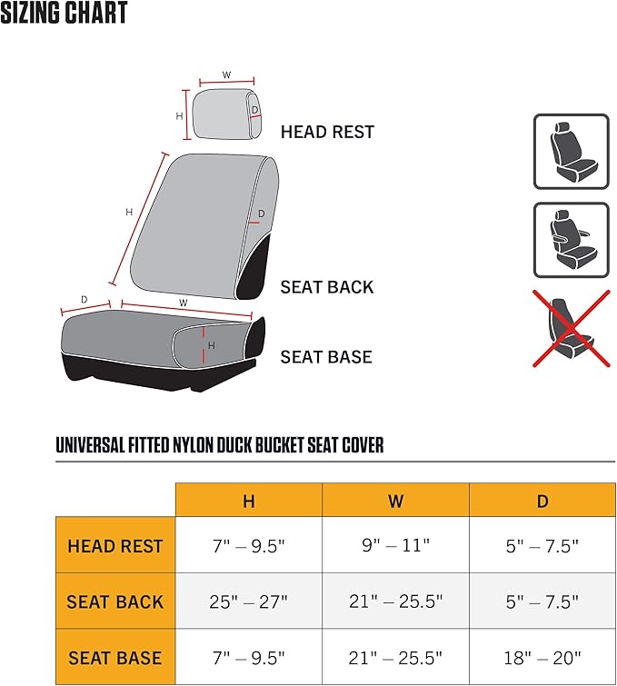Carhartt Universal Nylon Duck Canvas Fitted Bucket Seat Cover, Durable Seat Protection with Rain Defender, Single, Bluestone