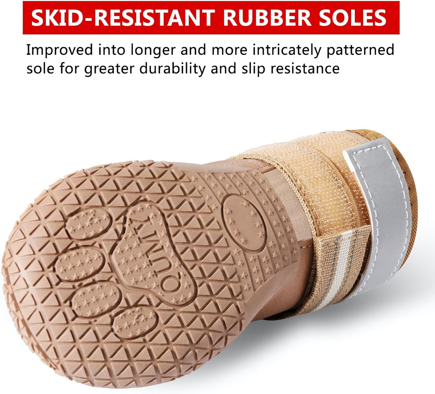 QUMY Dog Shoes for Large Dogs, Medium Dog Boots & Paw Protectors for Winter Snowy Day, Summer Hot Pavement, Water-Resistant in Rainy Weather, Outdoor Walking, Indoor Hardfloors Skid-Resistant Sole