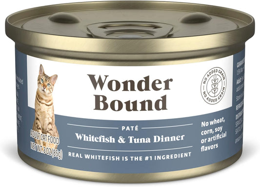 Amazon Brand - Wonder Bound Wet Cat Food, Pate, No Added Grain, (Whitefish & Tuna), 3 ounce (Pack of 24)