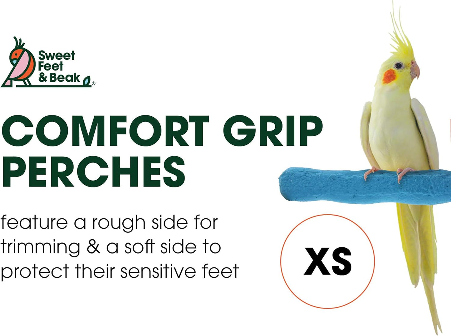 Comfort Grip Safety Perch for Bird Cages - Pedicure Perch for Birds to Keep Nails and Beaks in Top Condition - Safe Easy to Install Bird Cage Accessories - X-Small 4.5"