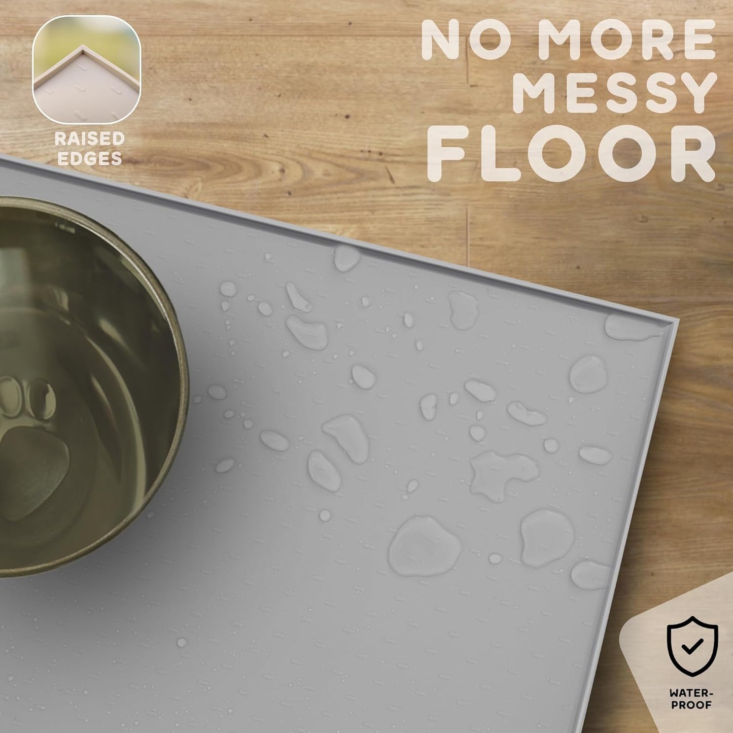 Dog Food Mat - 28x18 Raised Edges Dogs Mat for Food and Water Prevent Spill, Waterproof Cat Food Mats Protect Floors, Easy Clean Dog Bowl Mats for Food and Water, Silicone Pet Feeding Placemats