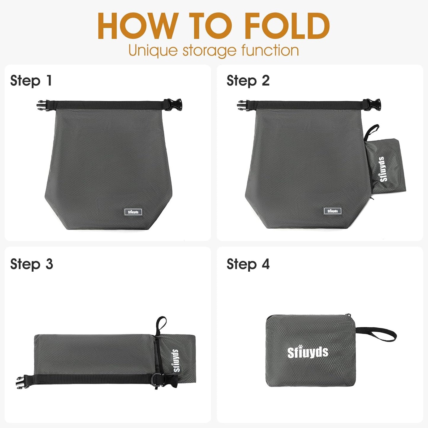 Waterproof Pet Food Storage Bag,Dog Food Container 12 lb w/2PCS Collapsible Dog Travel Bowls and Zipper Side Pocket(Gray, Small)