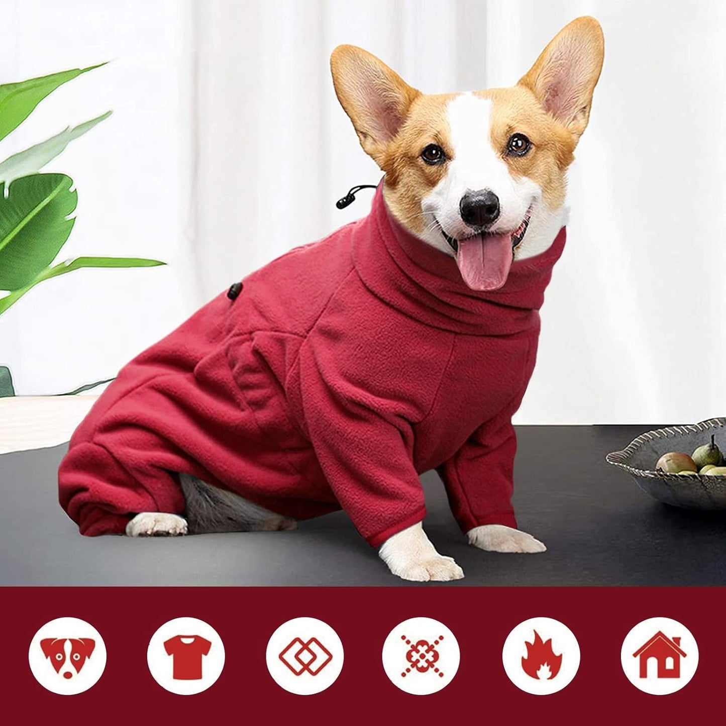 ROZKITCH Dog Pajamas XL, Pet Windproof Warm Cold Weather Jacket Vest Cozy Jumpsuit Apparel Outfit Clothes for Small Medium Large Dog Walking Hiking Sleep Red XL