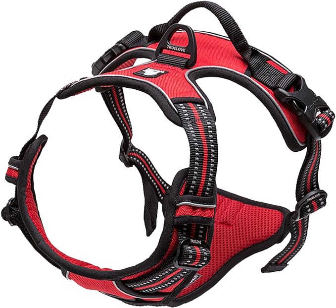 TRUE LOVE Adjustable No-Pull Dog Harness Reflective Pup Vest Harnesses Comfortable Control Brilliant Colors Truelove TLH5651(Red,XL)