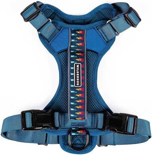 Wilderdog Lightweight Dog Harness with Reflective Straps - Medium - Pacific Blue