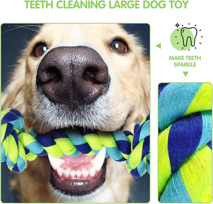 Large Tough Chew Toys for Aggressive Chewers Large Breed,Heavy Duty Dental Rope Toys Kit for Medium Dogs,5 Knots Indestructible Cotton Puppy Teething Chew Tug Toy Set of 9