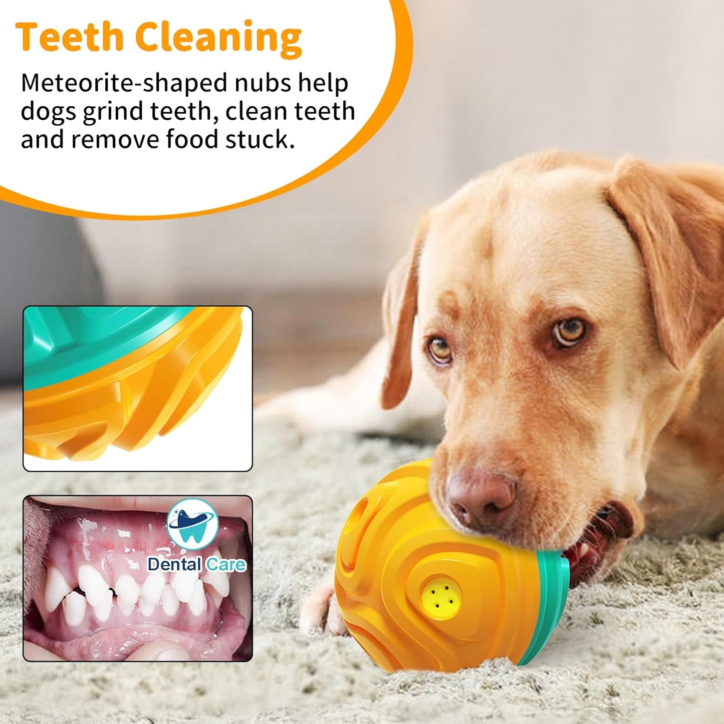 Dog Ball for Aggressive Chewers - Interactive Dog Toy Balls Fun Squeaky Sound to Keep Them Busy, Durable for Small Medium Large Breeds, Rubber Pet Chew Toys, As Seen on TV, Orange & Blue