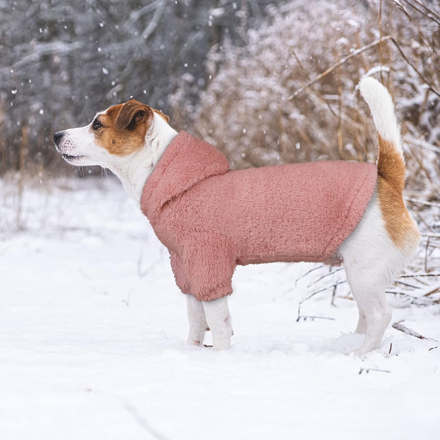 Fuzzy Dog Sweaters for Large Dogs Pet Hoodie Clothes Warm Soft Pet Coats Hooded Sweatshirt Dog Hoodie for Large Dogs(Pink-L)