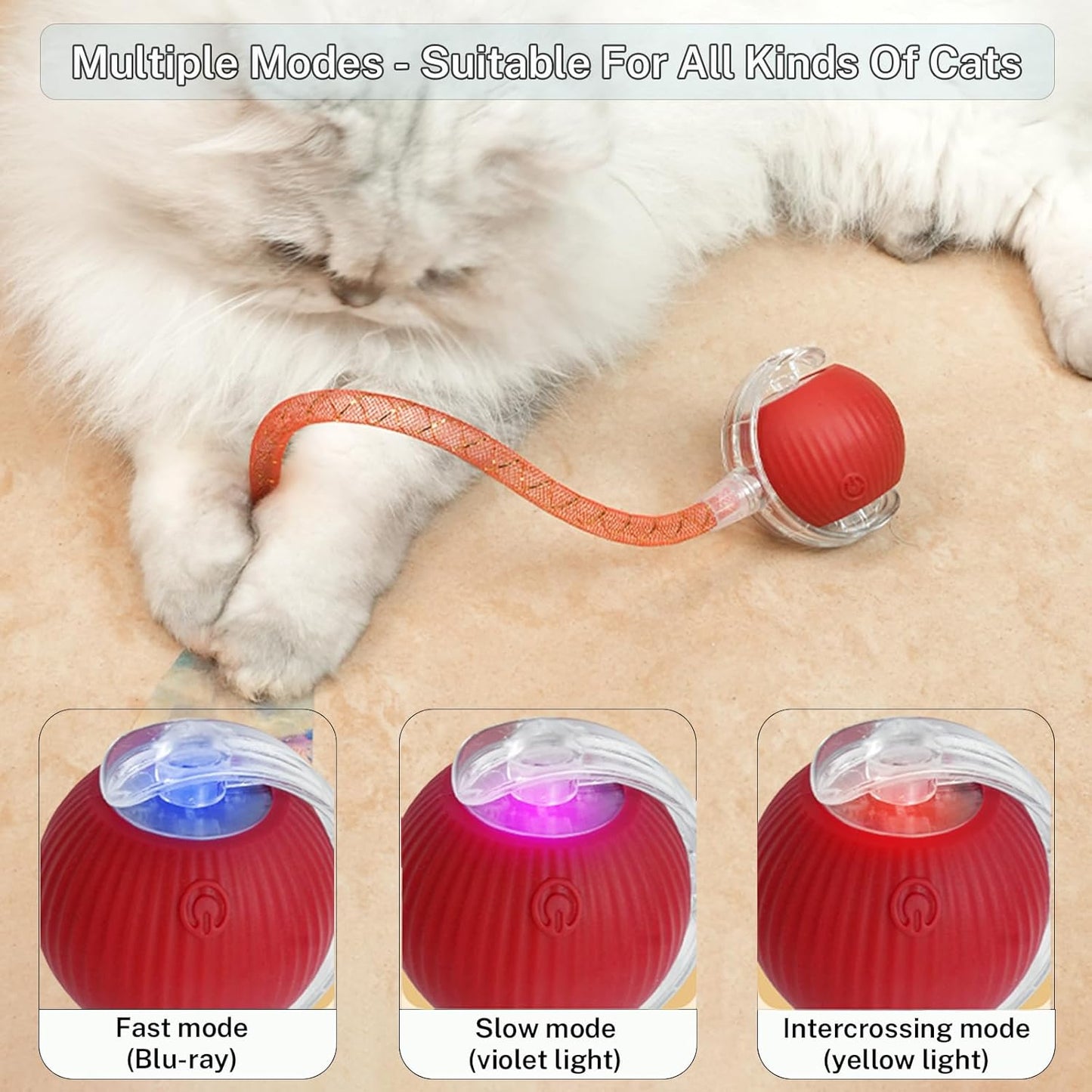 New Upgraded Cat Ball Toy - Speedy Tail 2.0 Cat Toy, Interactive Cat Toy Ball, Stimulating Toys and Juguetes para Gatos, Cat Toys for Bored Indoor（Sound Switchable） (Green)