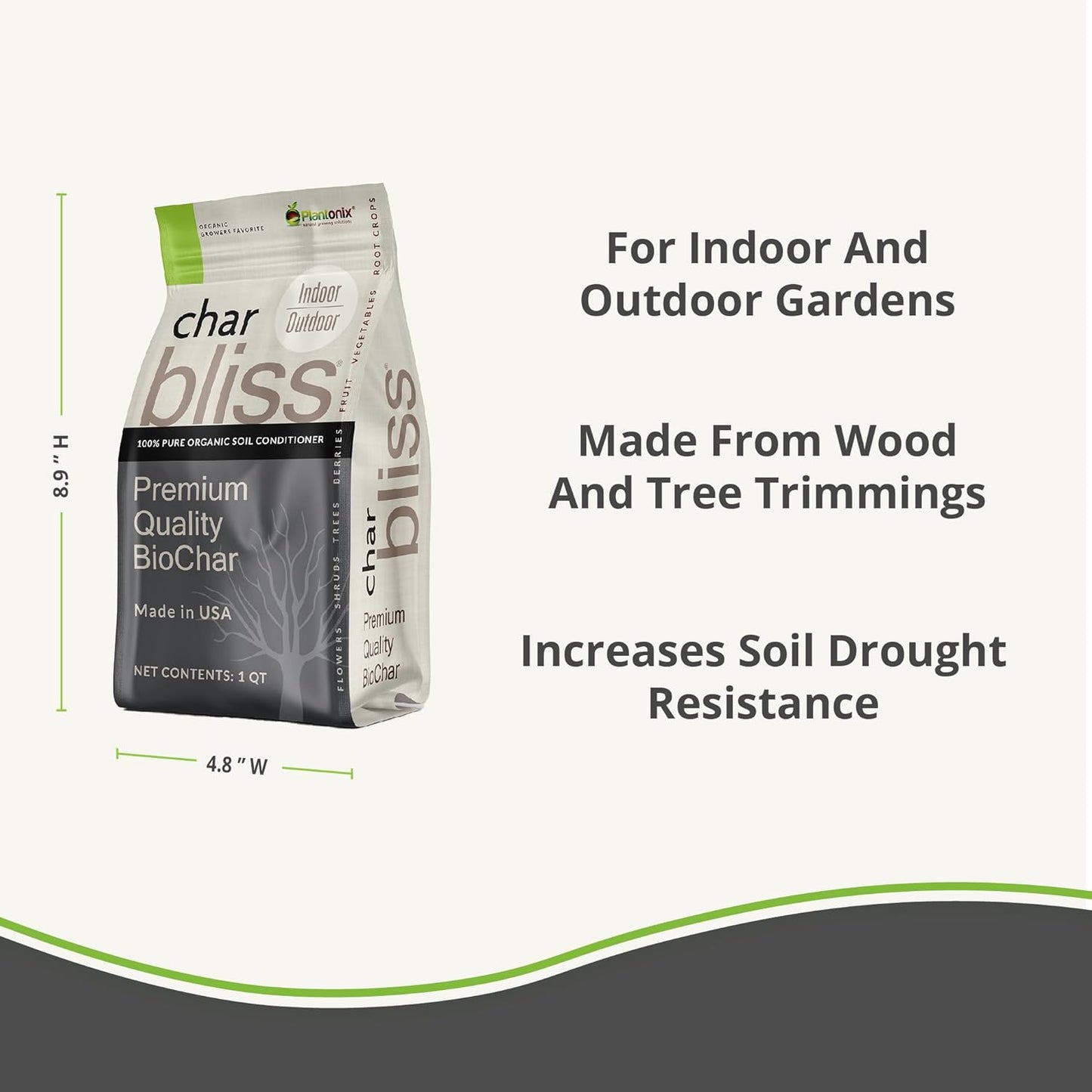 Char Bliss (24 Qts) - Organic Biochar for Plants - OMRI-Listed Biochar Soil Amendment Organic - Bio Char for Plants - Horticultural Charcoal for Plants, Potting Soil, Garden Soil, & Potting Mixes