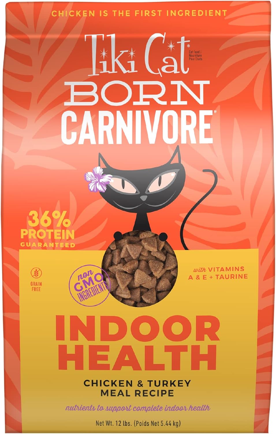 Tiki Cat Born Carnivore Indoor Health Dry Cat Food, Chicken & Turkey Meal, 12 lbs. Bag