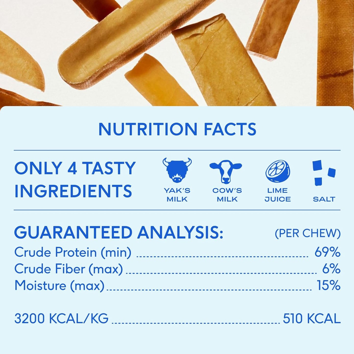 Native Pet Yak Cheese Himalayan Dog Chews XLarge - Long Lasting Dental Sticks for Extra Large Breeds – 100% All Natural Himalayan Yak Chews – Cheese Bone for Aggressive Chewers - 3 Per Pack