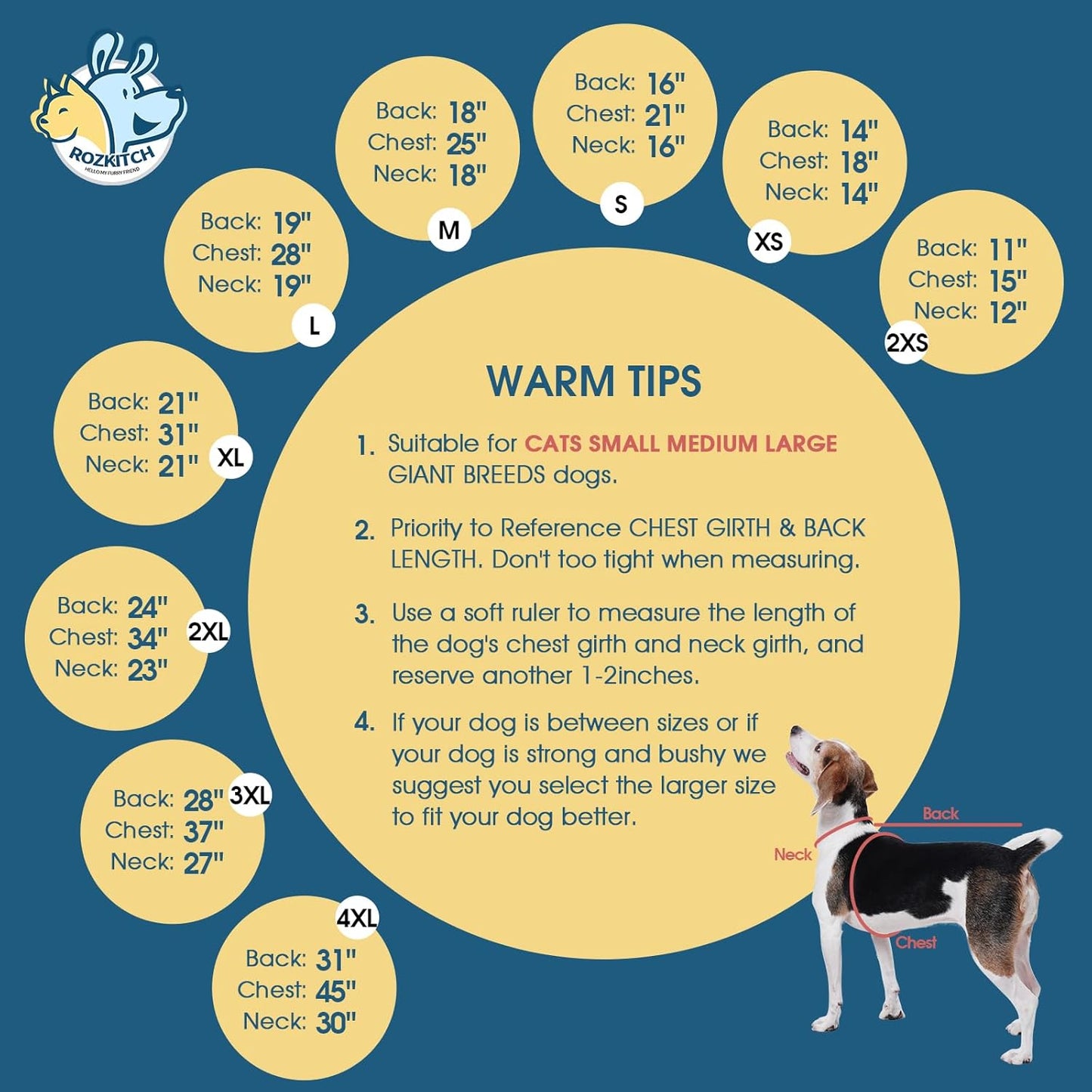 ROZKITCH XL Dog Pajamas, Pet Windproof Warm Cold Weather Jacket Vest Cozy Jumpsuit Apparel Outfit Clothes for Small Medium Large Dog Walking Hiking Sleep Grey XL