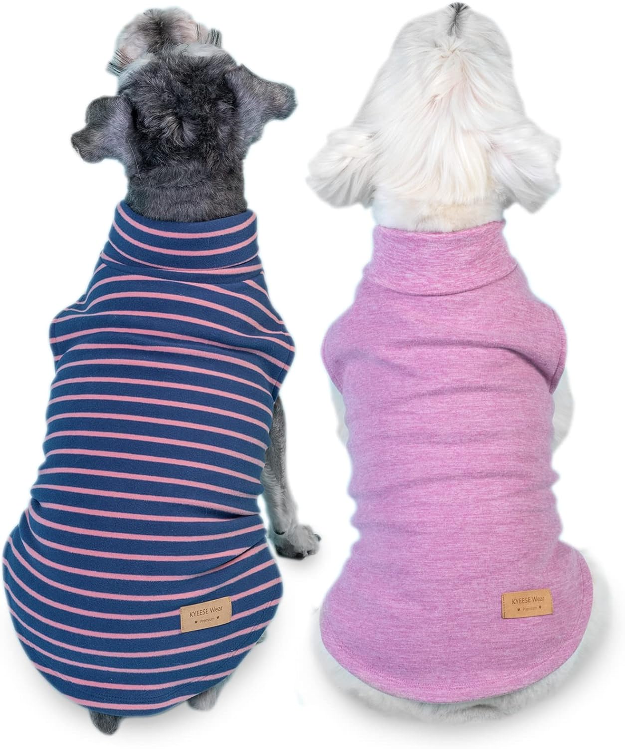 KYEESE 2Pack Dog Sweater Soft Dogs Clothes Warm Dachshund Clothes Turtleneck Pets Coats Dog Sweaters for Small Dogs Girl Pullover Small Pet Sweaters Stretchy Pet Sweatshirt
