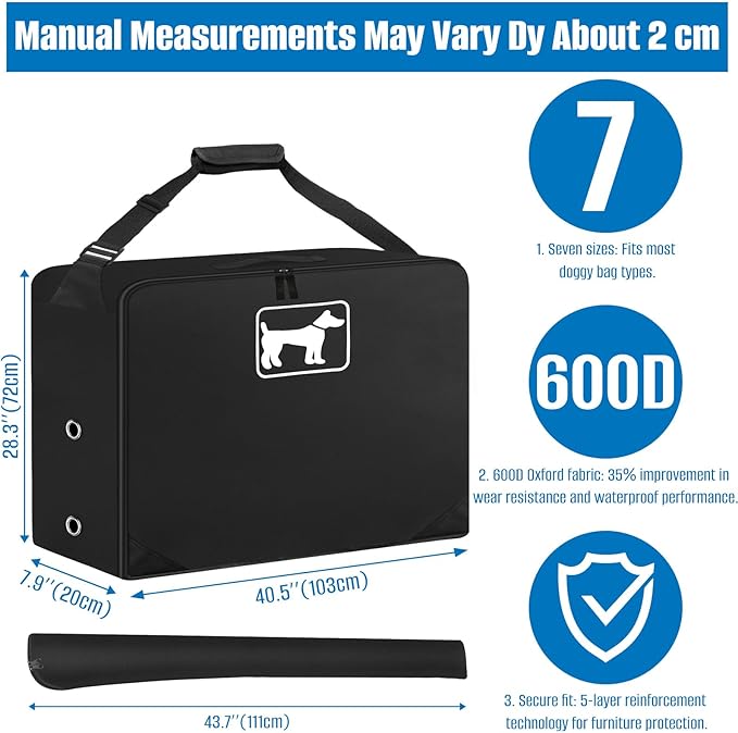 SIRUITON Dog Playpen Storage Bag Fits 40" H 8 Panels and 9 Stakes, Heavy Duty 600D Oxford Fabric Suitable for Foldable Exercise Pet Playpen, Dog Fence Travel Bag with Reinforcing Plate & Shoulder