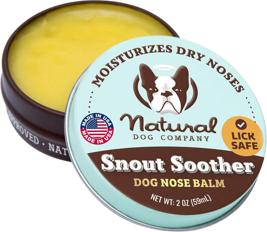 Natural Dog Company Snout Soother, Dog Nose Balm, Wax & Cream for Dry, Cracked Noses, Heals & Moisturizes with Shea Butter & Coconut Oil, Lick-Safe Nose Butter, Made in USA, 2 oz. Tin