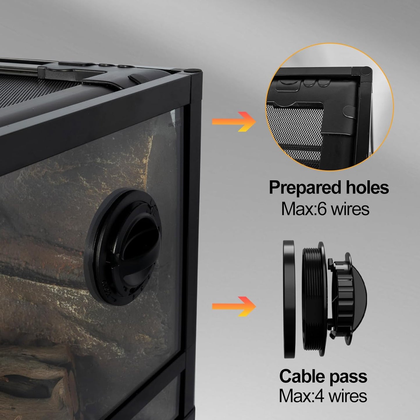 Tempered Glass Reptile Tank, 36" x 18"x 12" Front Opening Terrarium with Top Screen Ventilation & Water-Holding Bottom, 35 Gallon Reptile Enclosure for Bearded Dragon, Snake, Leopard Gecko