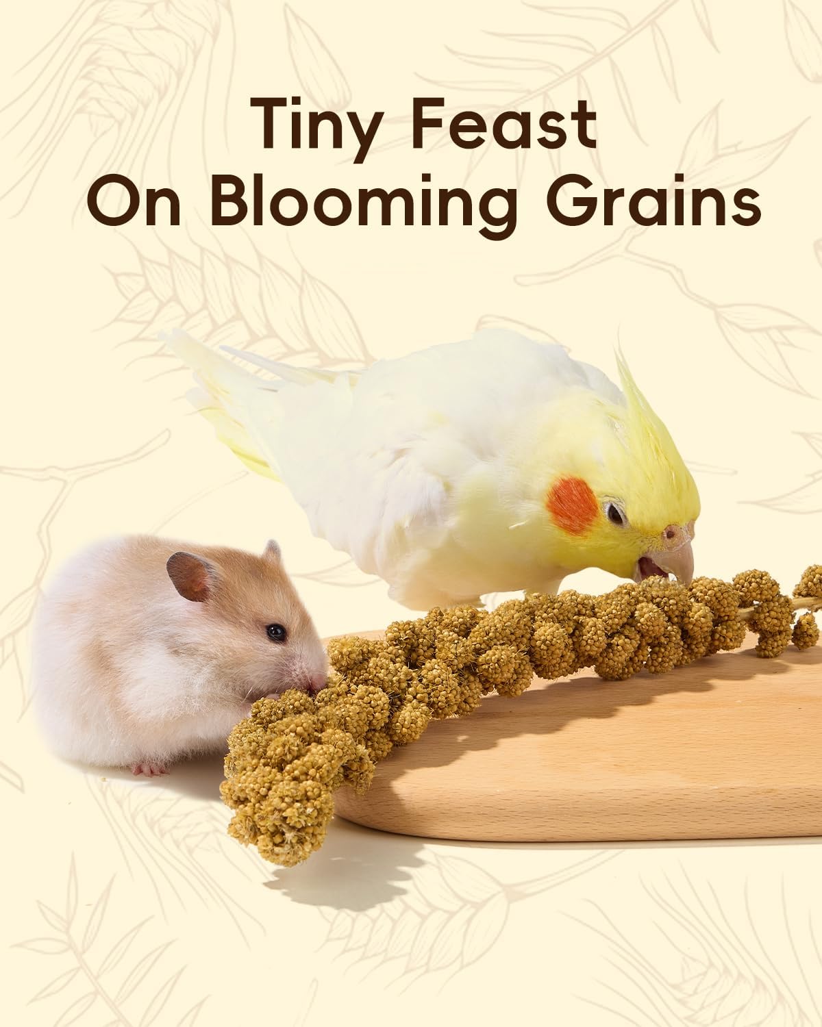 BUCATSTATE Natural Hamster Bedding - Flowers & Herbs & Sprays for Cage Habitat Decor - Treat Cereal Grain for Dwarf Syrian Gerbils, Mice, Rat, Forage, Enrichment (54PCS)