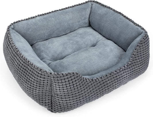 MIXJOY Dog Bed for Large Medium Small Dogs, Rectangle Washable Sleeping Puppy Bed, Orthopedic Pet Sofa Bed, Soft Calming Cat Beds for Indoor Cats, Anti-Slip Bottom with Multiple Size (30-Large, Grey)